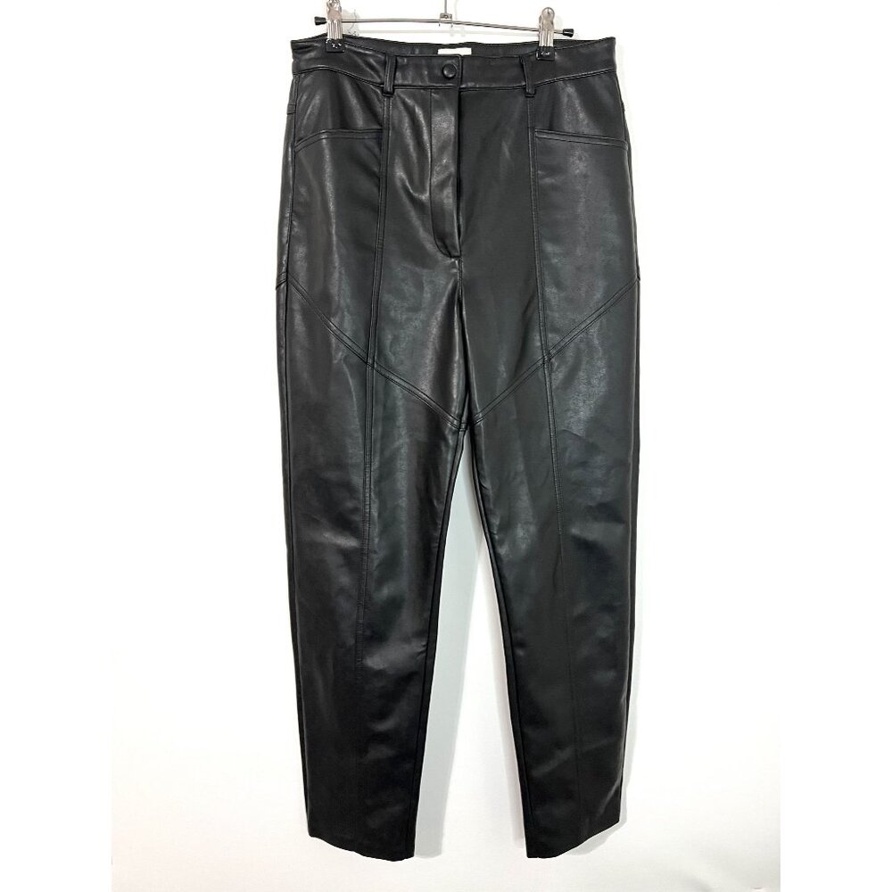 Aritzia Black‎ Wilfred Rebel Vegan Faux Leather Pants Side Pockets Size 10